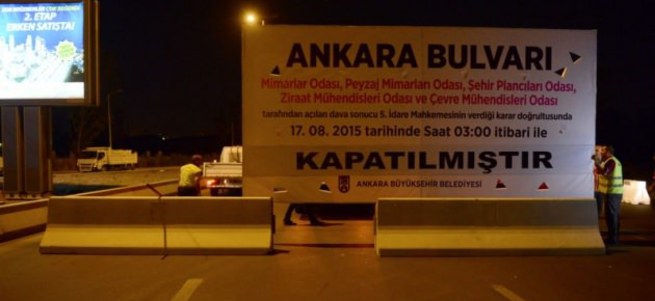 Ankara Bulvarı tamamen trafiğe kapatıldı