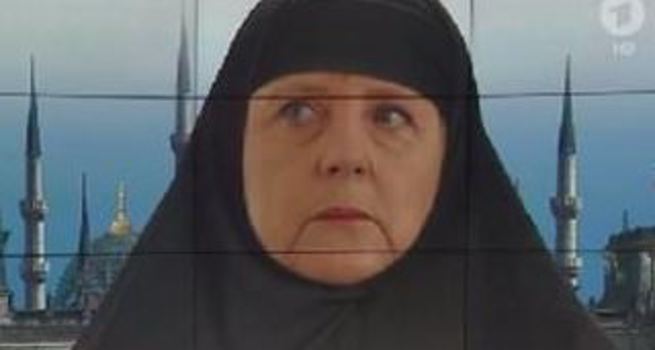 ARD Merkel’e kara çarşaf giydirdi