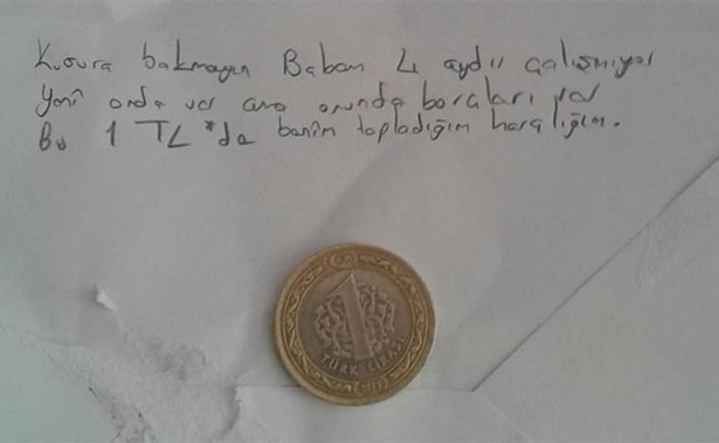 Sur'a bir lira gönderen çocuğun duygulandıran mektubu