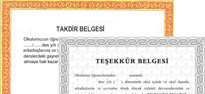 Takdir teşekkür belgesi hesaplama