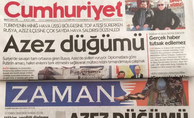 Cumhuriyet ile Zaman'ın manşeti aynı!