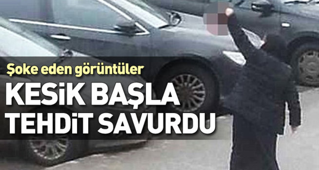 Bir kadın Rusya'da kesik başla tehdit etti