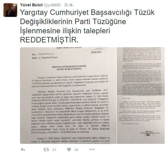 MHP'de muhaliflere Yargıtay'dan kötü haber!