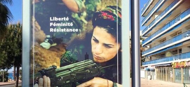 Fransa sokaklarında PKK reklamı yapılmıştı