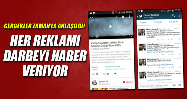 Zaman Gazetesi'nin her reklamında darbeyi haber verdiler